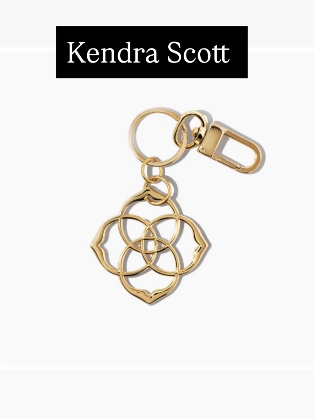 Kendra Scott Gold Floral-Inspired Key & Card Holder Charm NIB